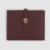博百利/Burberry 专属标识图案粒纹皮革折叠式钱夹 (深胡桃色) - 女士  80233511