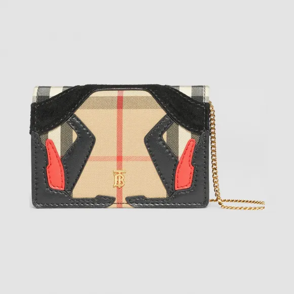 博百利/Burberry Vintage 格纹帆布卡片夹（含可拆式背带） (典藏米色)  80233621