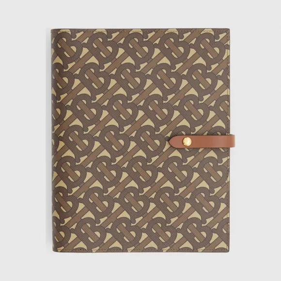 博百利/Burberry 专属标识印花环保帆布笔记本保护套 (马勒棕)  80234101