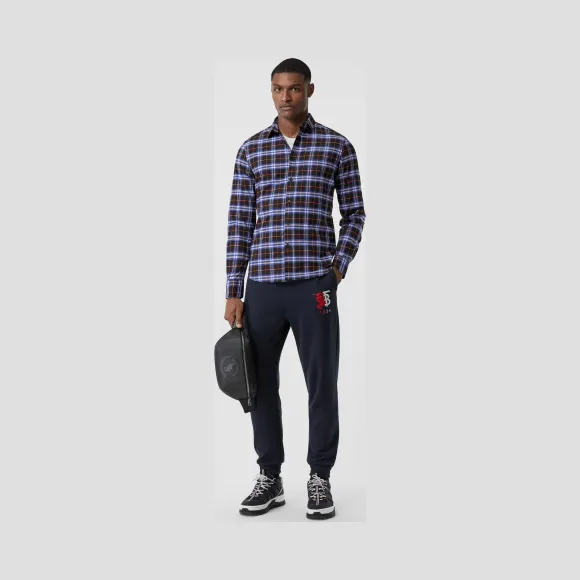 博百利/Burberry 小格纹弹力棉衬衫 (蜜瓜色) - 男士  80234651