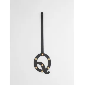 博百利/Burberry Q 字母铆钉皮革吊饰 (黑色 / 浅金色) - 女士  80235341