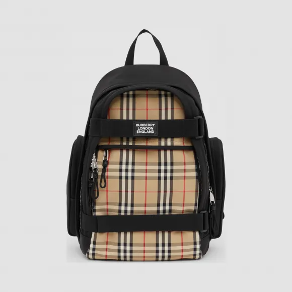 博百利/Burberry 大号 Vintage 格纹裁片 Nevis 双肩包 (典藏米色)  80236401