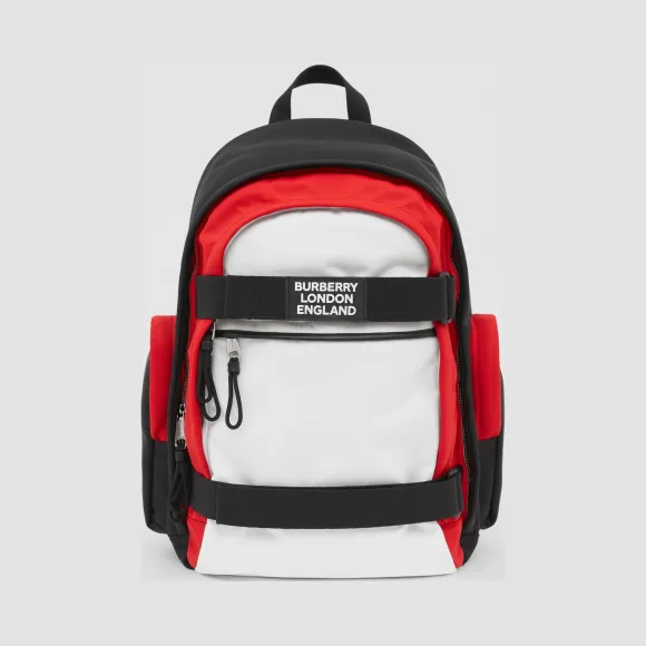 博百利/Burberry 大号拼色 Nevis 双肩包 (白色 / 红色 / 黑色)  80236421