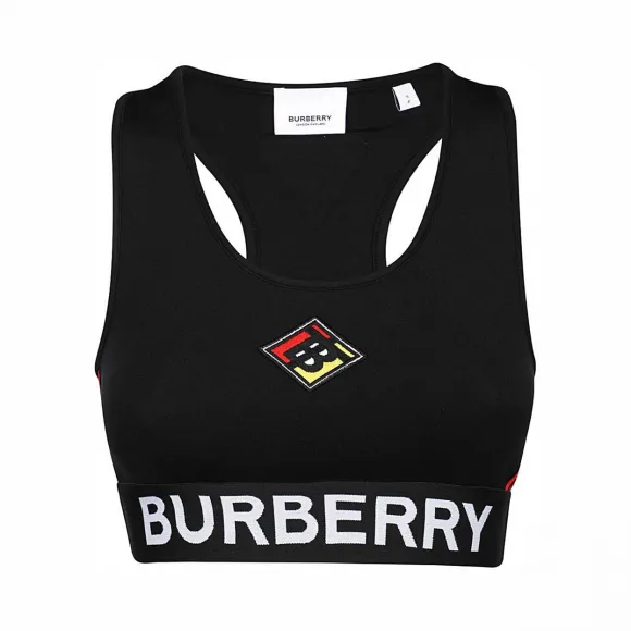 博百利/Burberry 徽标图案弹力平织运动上衣 (黑色) - 女士  80246591