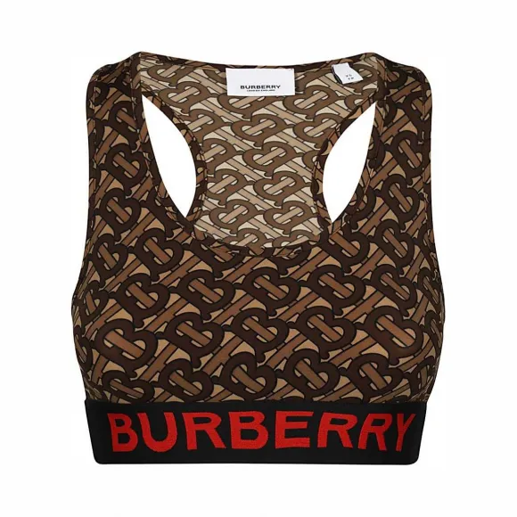 博百利/Burberry 专属标识印花弹力平织短款上衣 (马勒棕) - 女士  80246631