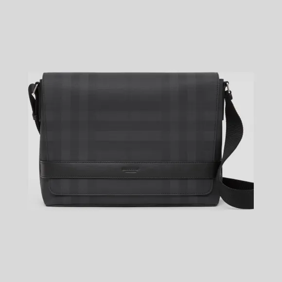 博百利/Burberry 男士 London 格纹拼皮革信使包  80251581
