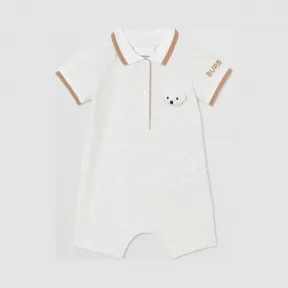 博百利/Burberry Thomas 泰迪熊装饰弹力棉质连身衣 (麻灰白) - 儿童  80254861