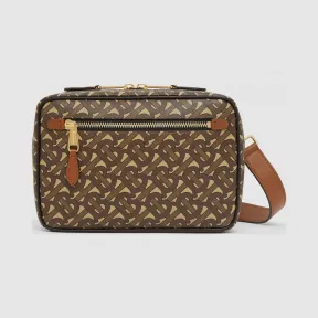 博百利/Burberry 专属标识印花环保帆布斜背包 (马勒棕) - 男士  80257631