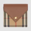博百利/Burberry Vintage 格纹拼粒纹皮革折叠式钱夹 (棕褐色) - 女士  80261161
