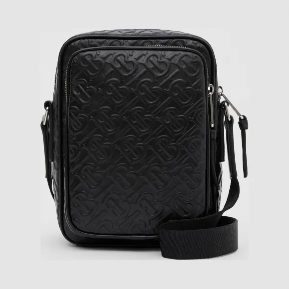 博百利/Burberry 专属标识皮革斜背包 (黑色) - 男士  80262901