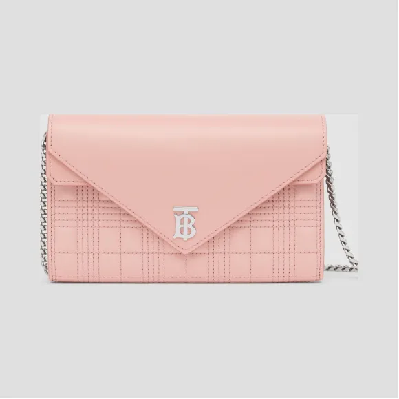 博百利/Burberry 绗缝羔羊皮钱夹（附可拆式链条背带） (胭脂粉红) - 女士  80265781
