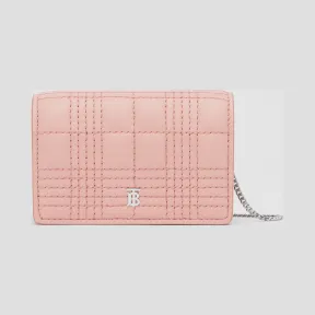 博百利/Burberry 绗缝羔羊皮卡片夹（含可拆式背带） (胭脂粉红)  80266291