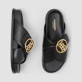 博百利/Burberry 专属标识图案皮革拖鞋  P80274361