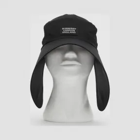 博百利/Burberry 徽标嵌花棉质斜纹软帽 (黑色)  80277631