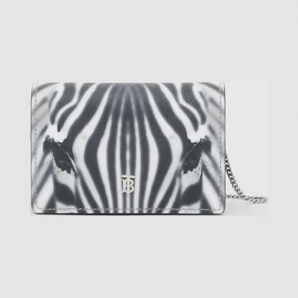 博百利/Burberry 斑马纹皮革卡片夹（含可拆式背带） (黑色)  80281391