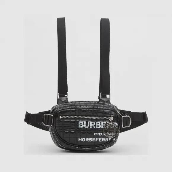 博百利/Burberry Horseferry 印花涂层帆布 Cannon 包 (黑色)  80282461