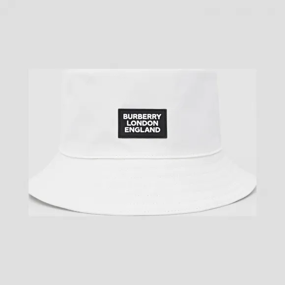 博百利/Burberry 徽标嵌花棉质渔夫帽 (白色)  80286421