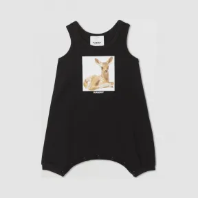 博百利/Burberry 鹿印花棉质连身裤 (黑色) - 儿童  80287651