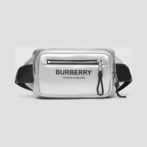 博百利/Burberry 金属感涂层帆布腰包 (银色) - 男士  80289471