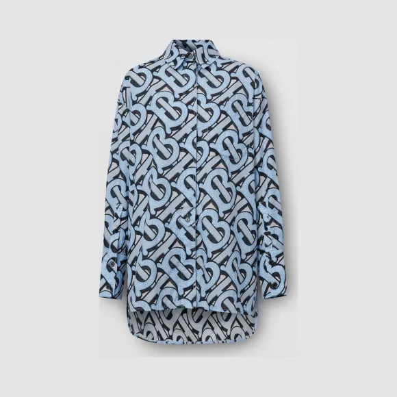 博百利/Burberry 女士 专属标识印花棉府绸宽松衬衫  80324781