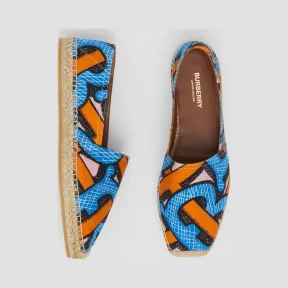 博百利/Burberry 女士 专属标识印花棉质帆布麻编鞋  80338211