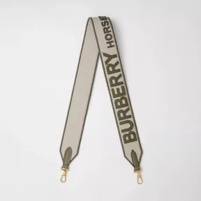 博百利/Burberry 棉质帆布拼皮革口袋包背带 (深海藻绿) - 女士 80432411