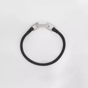 博百利/Burberry 链环搭扣羔羊皮手链 (钯金色 / 黑色) - 男士 80513791