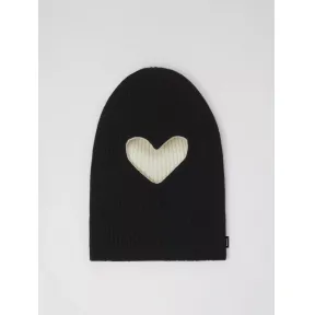 博百利/Burberry 双面两用镂空细节罗纹针织羊毛毛线帽 (黑色 / 白色) 80517601