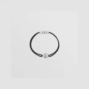 博百利/Burberry 专属标识装饰麂皮扭绳手链 (复古钢) - 男士 80584481