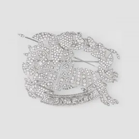 博百利/Burberry 人造水晶马术骑士镀钯金胸针 (钯金色 / 水晶色) 80641851