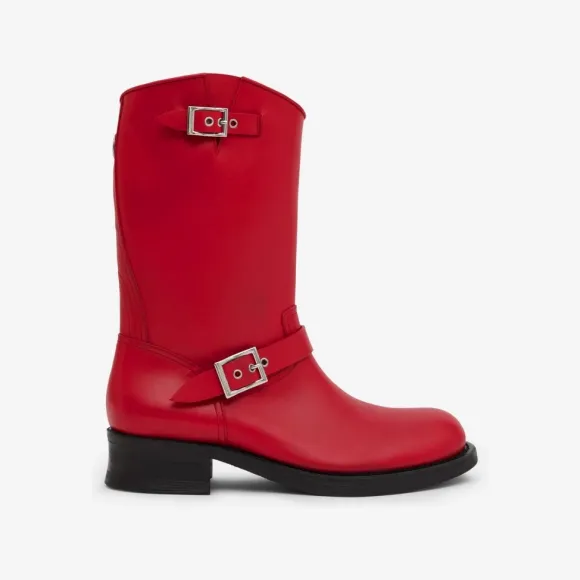 博百利/Burberry 皮革机车靴 (亮红色) 80649821