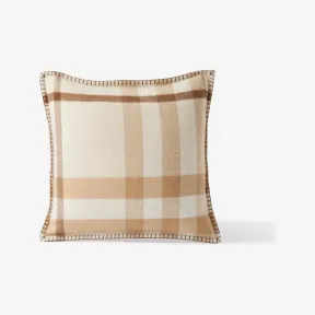 博百利/Burberry 格纹羊绒靠枕套 (柔黄褐色) 80650801