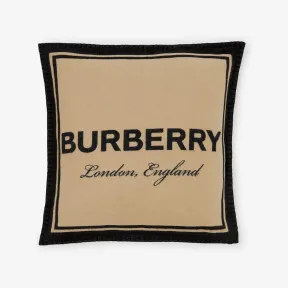 博百利/Burberry 徽标装饰羊绒羊毛混纺提花靠枕套 (蜂蜜色 / 黑色) 80652301