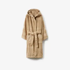 博百利/Burberry 格纹棉质提花连帽长袍 (典藏米色) 80754191