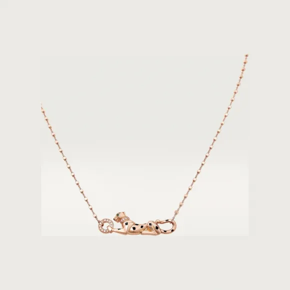 卡地亚/Cartier B7224538 - Panthère de Cartier卡地亚猎豹吊坠项链 镶嵌钻石 18K玫瑰金 - 玫瑰金 沙弗莱石榴石 钻石