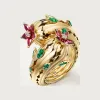 卡地亚/Cartier H4374200 - Cactus de Cartier戒指 祖母绿 镶嵌2颗钻石 18K黄金 - 黄金 祖母绿 红宝石 钻石
