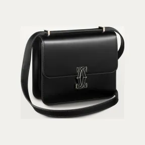 卡地亚/Cartier L1002289 - C de Cartier肩背包 迷你款 黑色 小牛皮 - 黑色小牛皮 金色和黑色珐琅饰面