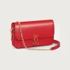 卡地亚/Cartier L1002371 迷你链条手袋 C de Cartier系列 红色 小牛皮 红色小牛皮 镀金装饰 红色珐琅 