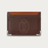卡地亚/Cartier L3002089 Must de Cartier系列卡片夹 CHOCOLATE 巧克力色圆点小牛皮 镀钯饰面 