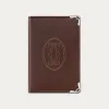 卡地亚/Cartier L3002090 Must de Cartier系列小皮具 卡片夹 巧克力色圆点小牛皮 镀钯饰面 