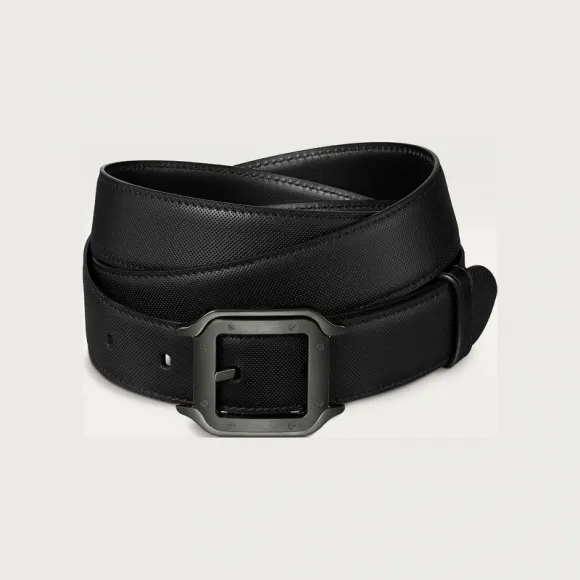 卡地亚/Cartier L5000594 - Santos de Cartier皮带 黑色 牛皮 - 黑色牛皮 黑色PVD镀膜皮带扣