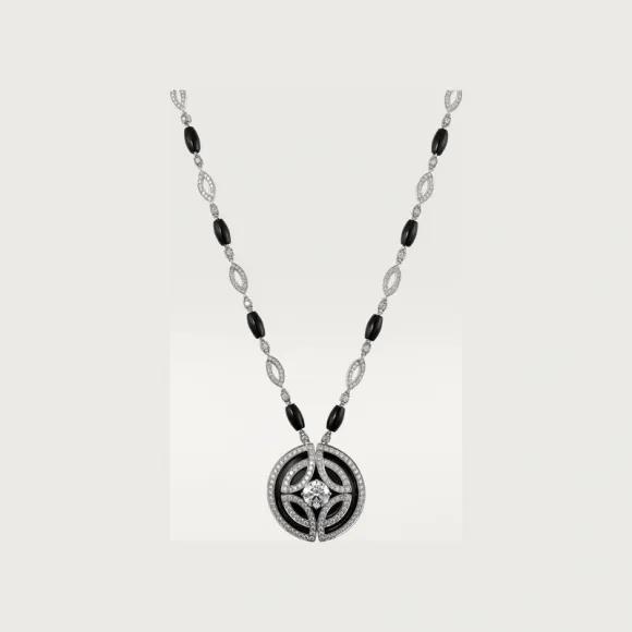 卡地亚/Cartier N7424175 Galanterie de Cartier项链 18K白金 白金 黑漆 缟玛瑙 钻石 