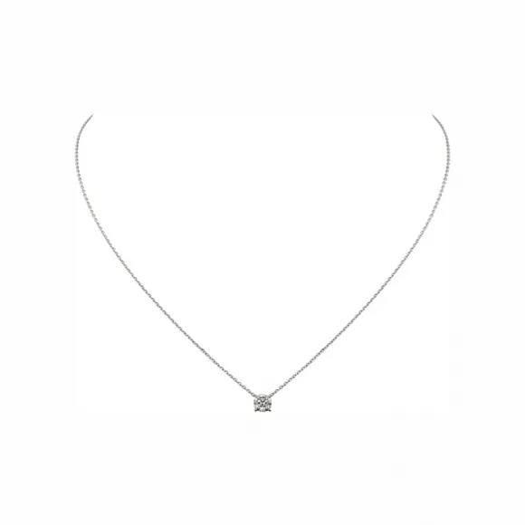 卡地亚/Cartier N7424186 - 1895吊坠项链 镶嵌圆形明亮式切割钻石 18K白金 - 白金 钻石