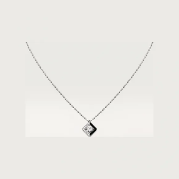 卡地亚/Cartier N7424298 - Galanterie de Cartier吊坠项链 镶嵌圆形明亮式切割钻石 半铺镶钻石 18K白金 - 白金 黑漆 钻石