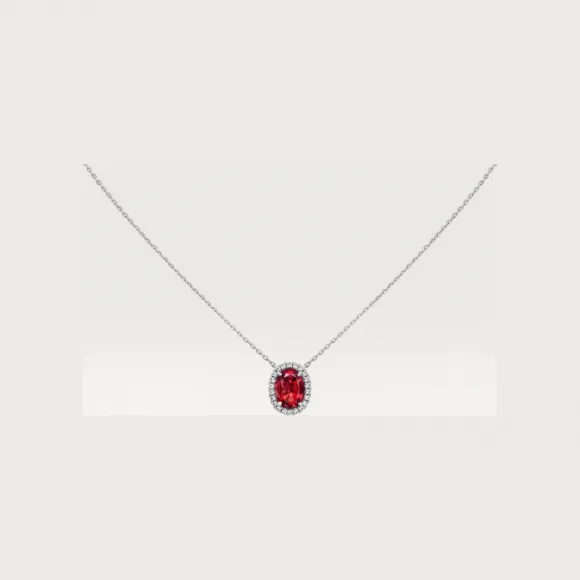 卡地亚/Cartier N7424327 - Cartier Destinée吊坠项链 镶嵌椭圆形切割红宝石 铺镶钻石  18K白金 - 白金 红宝石 钻石