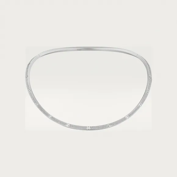 卡地亚/Cartier N7424352 - LOVE颈圈项链 铺镶钻石 18K白金 - 白金 钻石