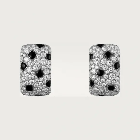 卡地亚/Cartier N8515211 - Panthère de Cartier卡地亚猎豹耳环 铺镶钻石 18K白金 - 白金 缟玛瑙 钻石