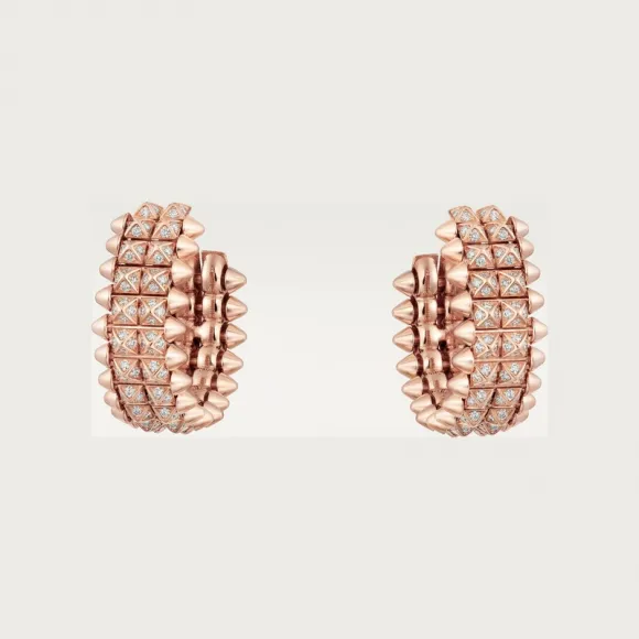 卡地亚/Cartier N8515236 - Clash de Cartier圈形耳环 双排款 铺镶钻石 18K玫瑰金 - 玫瑰金 钻石
