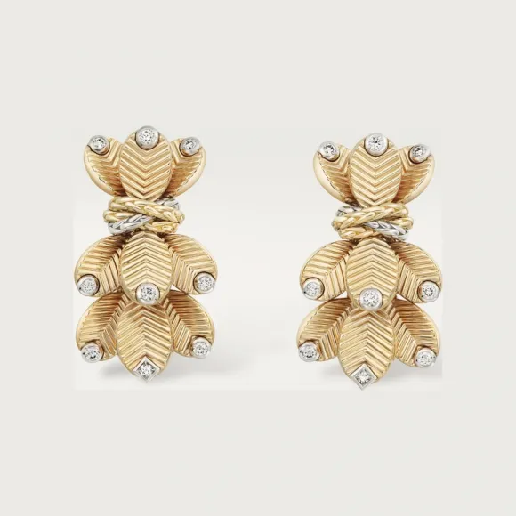 卡地亚/Cartier N8515268 - Grain de Café耳环 镶嵌钻石 18K黄金 - 黄金 白金 钻石