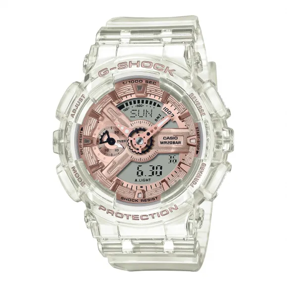 卡西欧/Casio G-SHOCK 透明表款 玫瑰金表盘设计 防水防震运动女表GMA-S110SR/S120SR